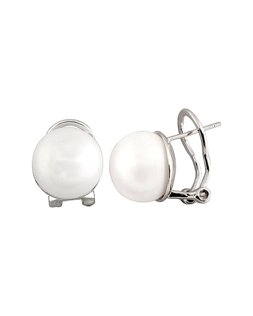 Splendid Pearls Rhodium Plated Silver 12-13mm Freshwater Pearl Earrings