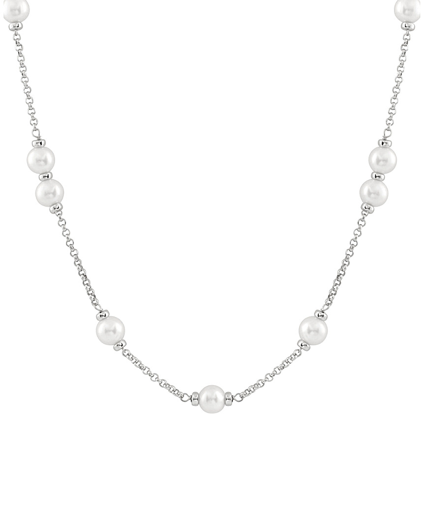Splendid Pearls Rhodium Plated Silver 8.5-9mm Freshwater Pearl Necklace