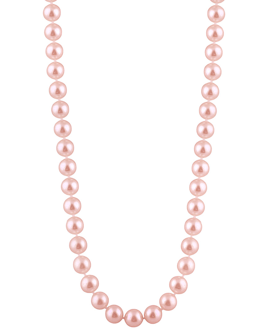 Splendid Pearls Rhodium Plated Silver 8-8.5mm Freshwater Pearl Necklace In Pink