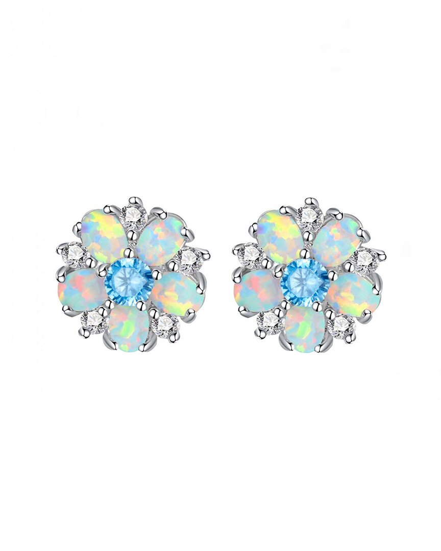 Liv Oliver Silver Plated 20.75 Ct. Tw. Opal Cz Earrings