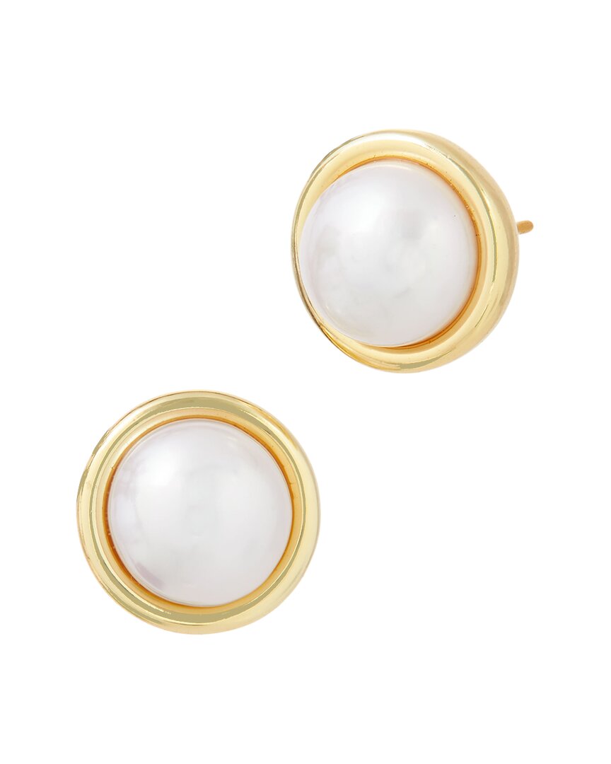 Savvy Cie 14k Over Silver 10mm Pearl Button Studs