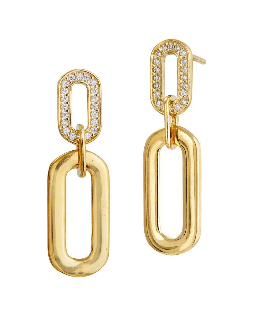 Savvy Cie 14k Over Silver Cz Paperclip Drop Earrings
