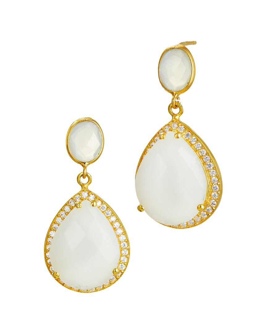 Savvy Cie 18k Over Silver Agate Halo Drop Earrings