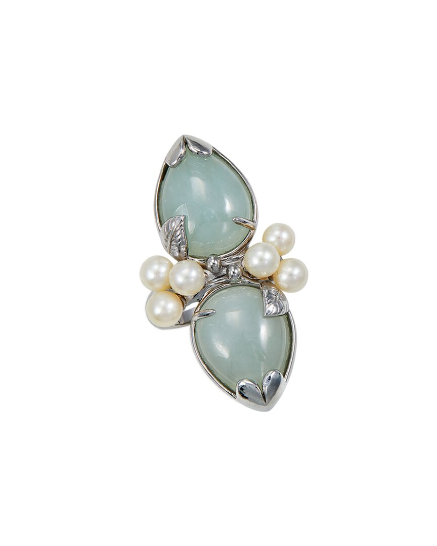 Savvy Cie Silver Jade 5-5.55mm Pearl Cluster Ring