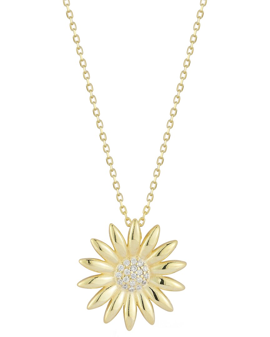 Shop Sphera Milano 14k Over Silver Cz Sunflower Necklace