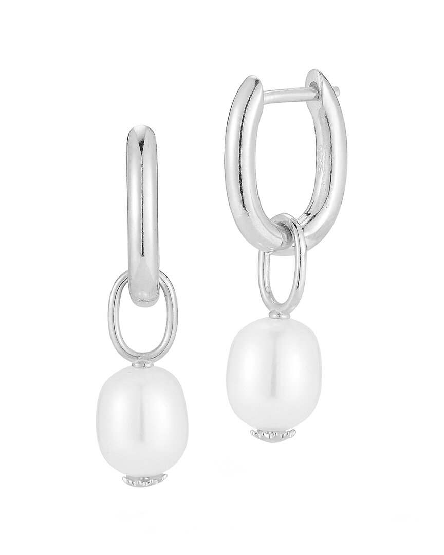 Shop Sphera Milano Silver 7mm Pearl Huggie Hoops