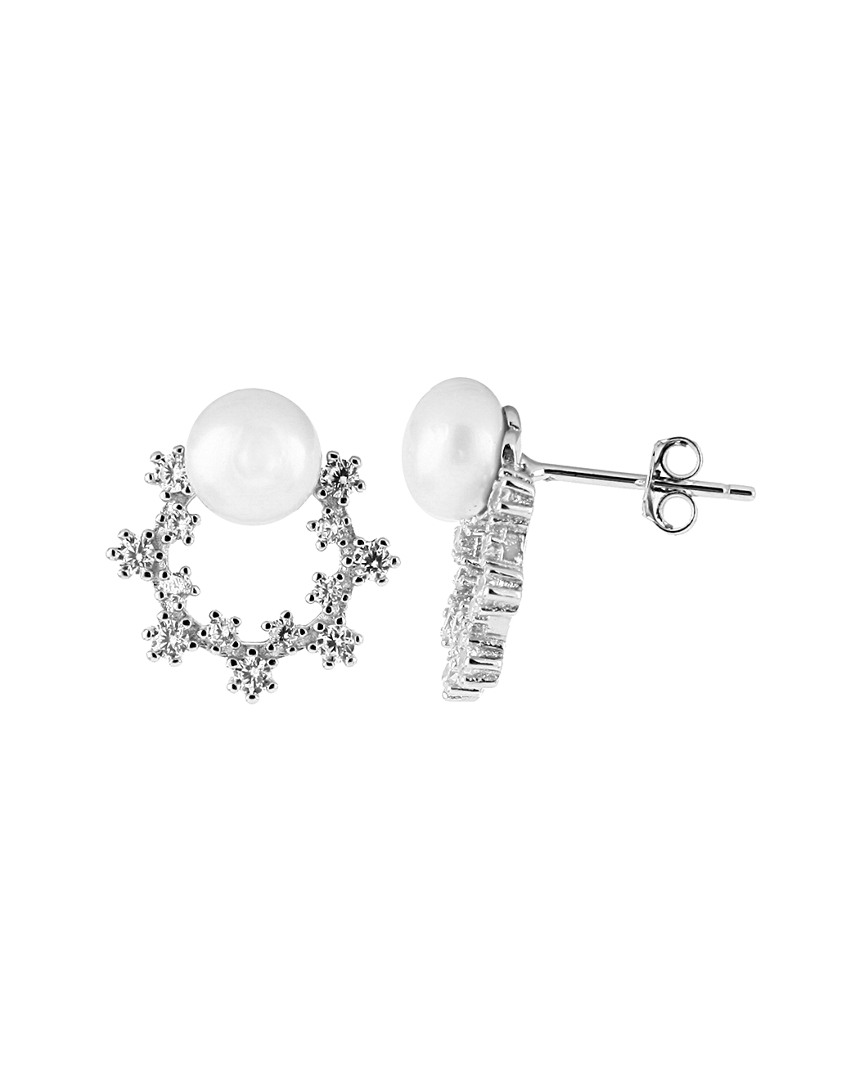 Shop Splendid Pearls Silver 6-7mm Freshwater Pearl & Cz Drop Earrings