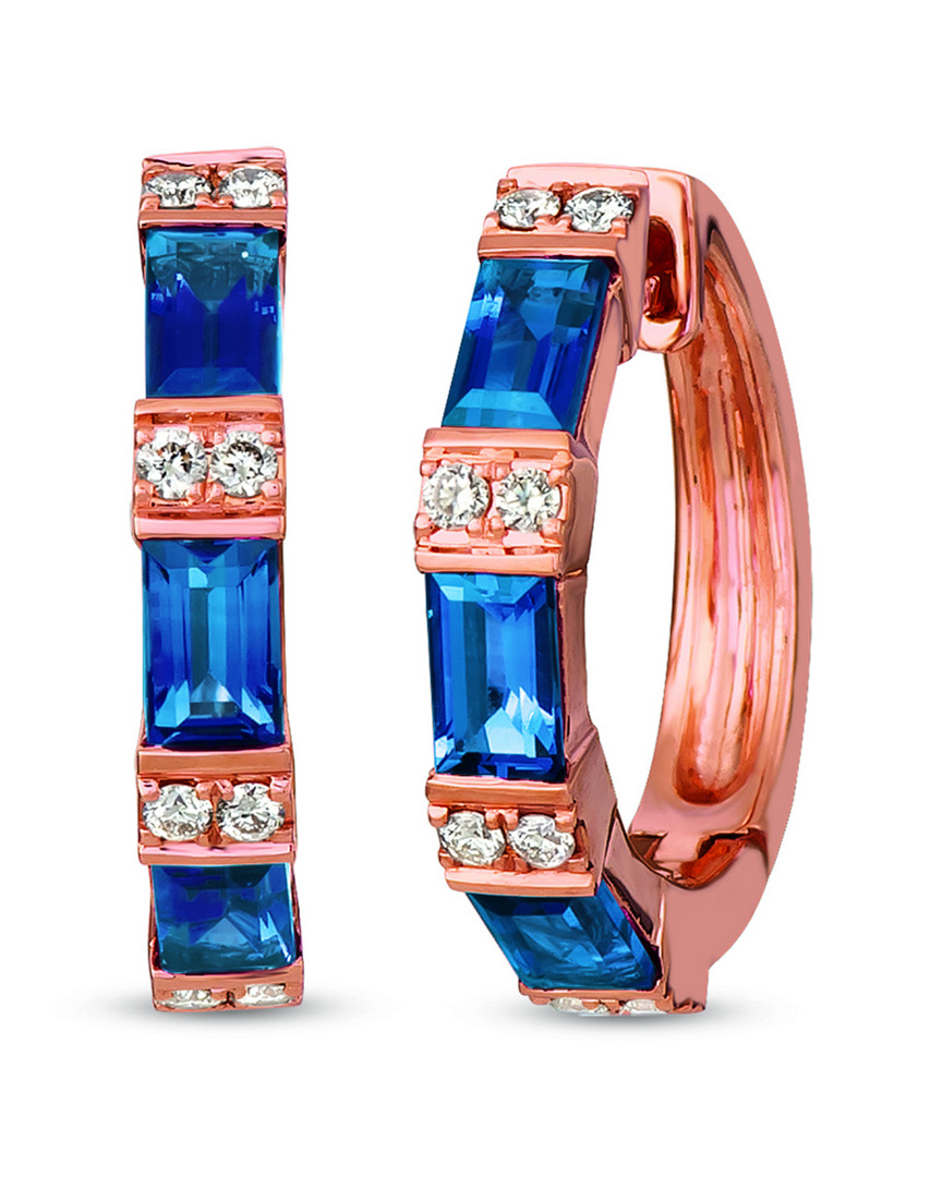 Image of Le Vian K Rose Gold . ct. tw. Diamond & Topaz Hoops