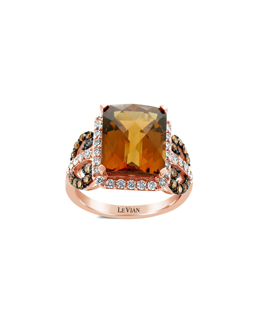 Le Vian 14k Rose Gold 5.59 Ct. Tw. Diamond & Caramel Quartz Statement Ring