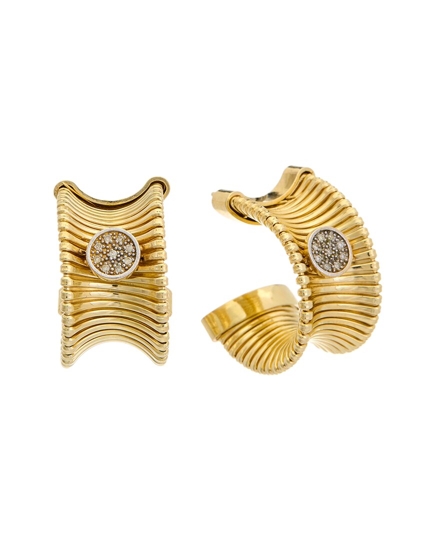 Meshmerise 18k Over Silver 0.12 Ct. Tw. Diamond Earrings