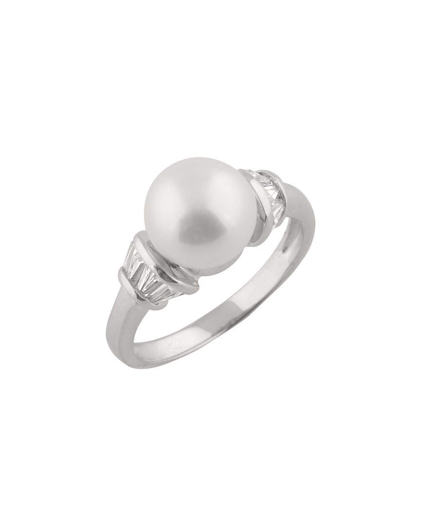 Splendid Pearls Rhodium Over Silver 9-9.5mm Pearl Ring