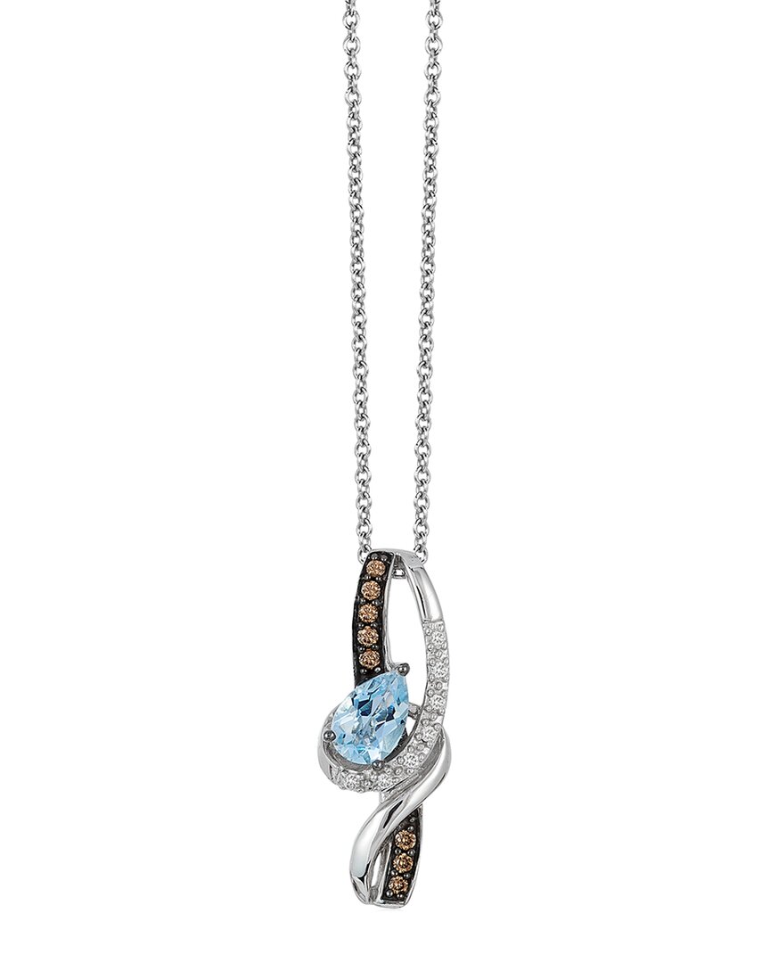 Le Vian 14k White Gold 0.42 Ct. Tw. Diamond & Aquamarine Pendant Necklace