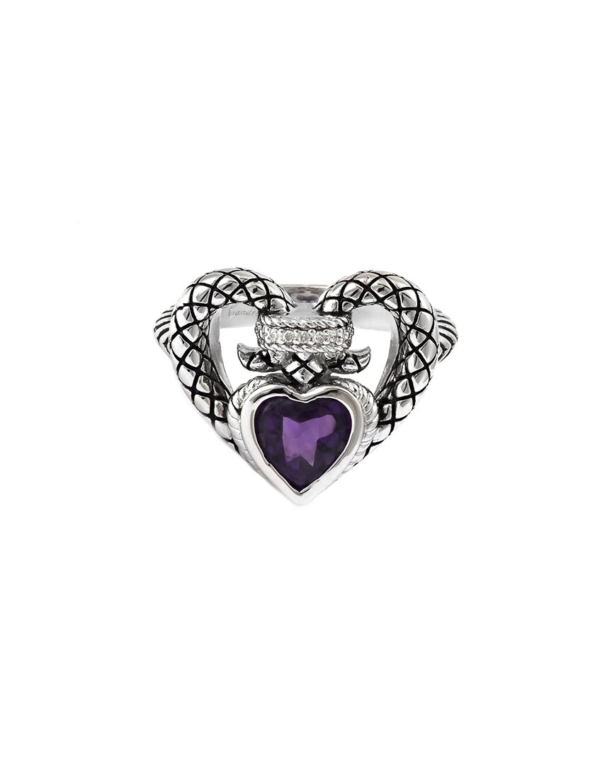 Andrea Candela Amante Silver 1.12 Ct. Tw. Diamond & Amethyst Ring