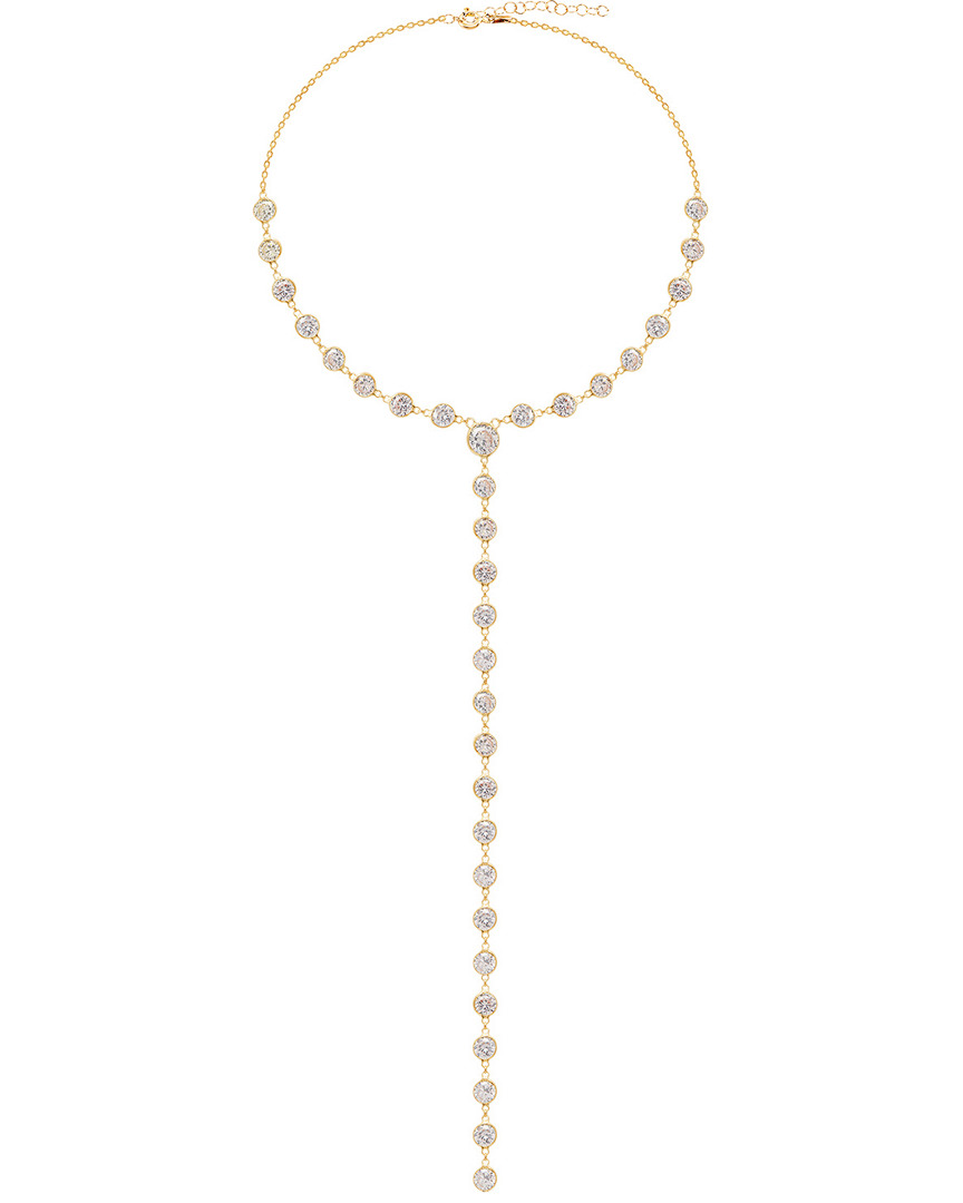 Gabi Rielle Gold Over Silver Cz Drop Lariat Necklace