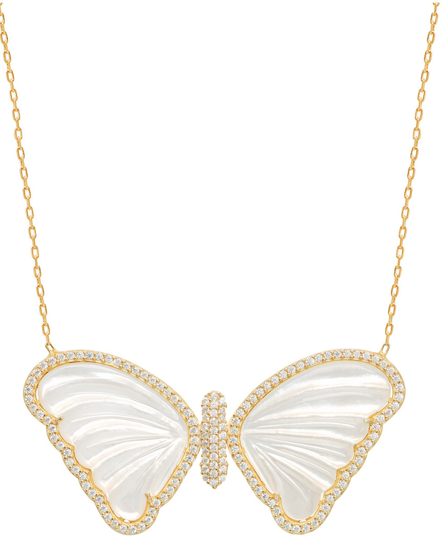Gabi Rielle Gold Over Silver Cz Micropave Butterfly Necklace