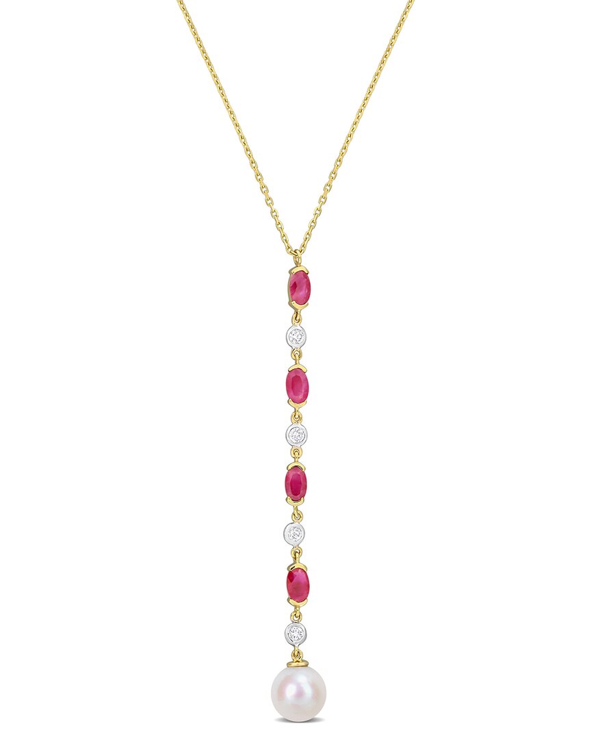 Shop Rina Limor 10k 1.18 Ct. Tw. Diamond & Ruby 8mm Necklace