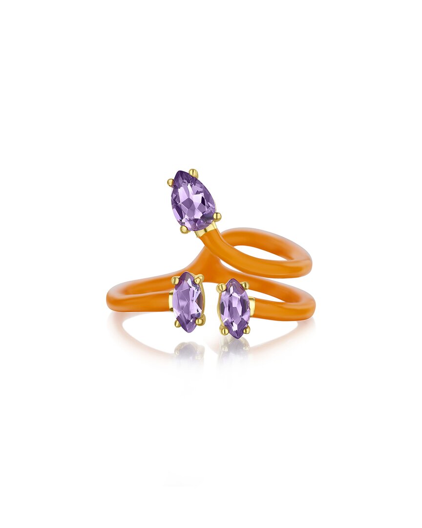 Shop House Of Frosted Silver 6.00 Ct. Tw. Amethyst Enamel Toni Ring