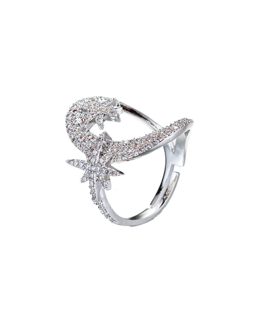 Eye Candy La Luxe Collection Cz Moon & Star Adjustable Ring