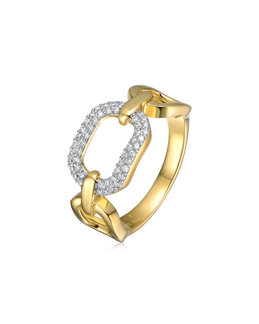 Rachel Glauber 14k Plated Cz Triple Chain Link Ring