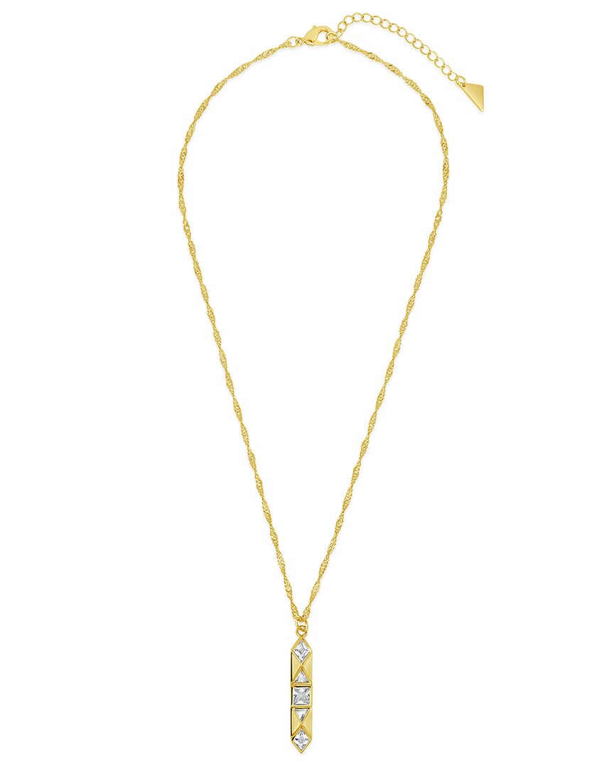 Sterling Forever 14k Plated Cz Romilly Pendant Necklace