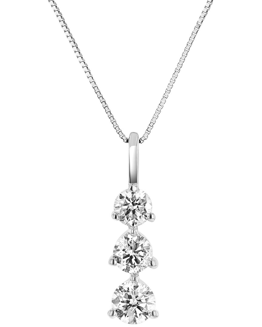 Levaron 14k 1.00 Ct. Tw. Diamond Three Stone Pendant In Metallic
