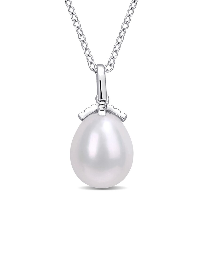 Rina Limor Silver 8.5-9mm Pearl Drop Pendant Necklace