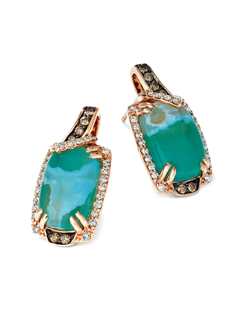 Le Vian Peacock Aquaprase 14k Rose Gold 7.11 Ct. Tw. Diamond & Aquaprase Candy Earrings