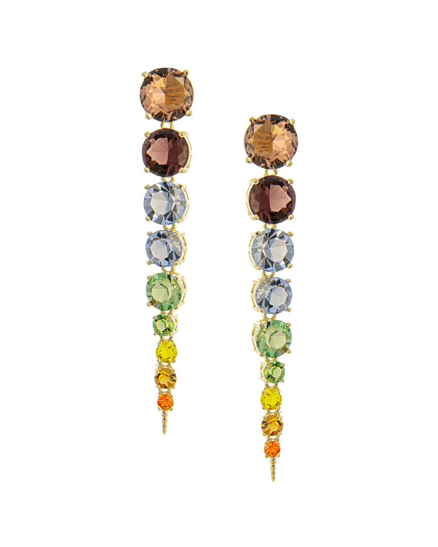 Rivka Friedman 18k Plated Crystal Dangle Earrings In Multi