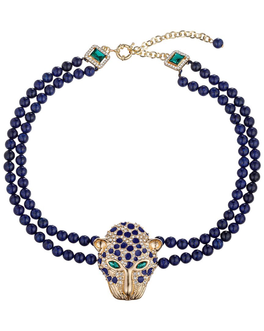 Eye Candy La The Luxe Collection Zoe Leopard Necklace In Blue