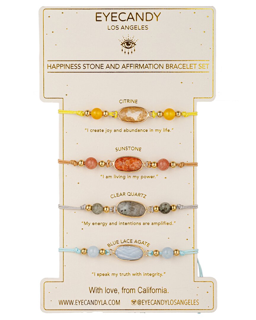 Eye Candy La Agate Happiness Stone Affirmation Bracelet Set