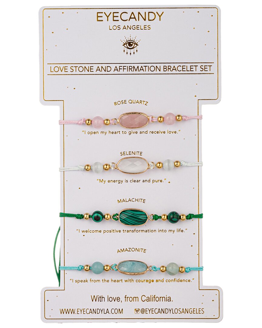 Eye Candy La Agate Love Stone Affirmation Bracelet Set