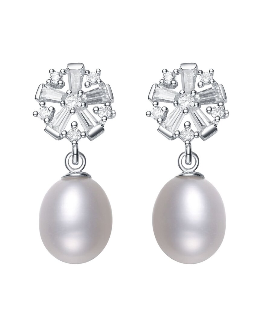 Genevive Silver 8-10mm Pearl Earrings
