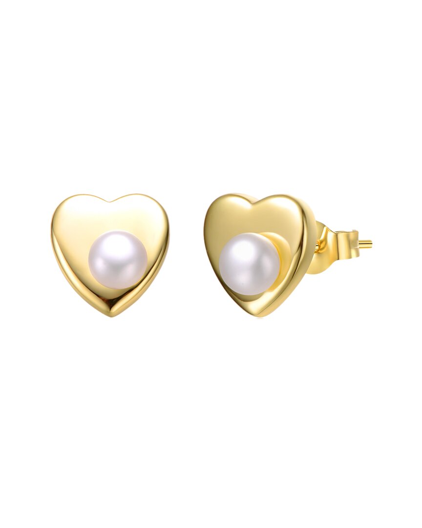 Shop Genevive 14k Over Silver 4mm Pearl Studs
