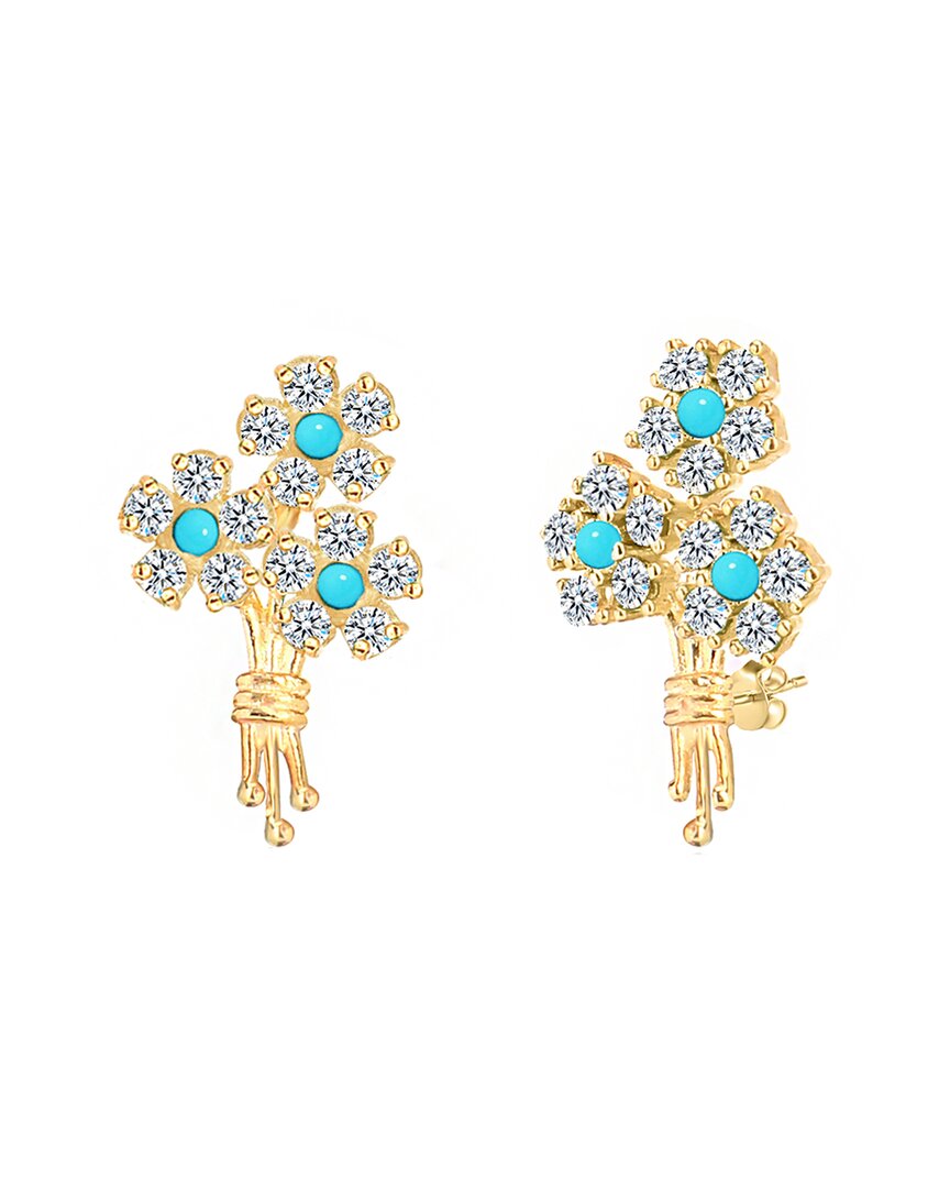 Gabi Rielle 14k Over Silver Cz Flower Studs