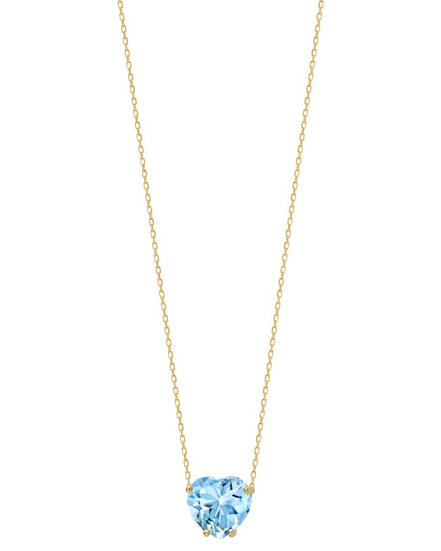 Gabi Rielle Aquamarine Heart Cushion Cut Solitaire Necklace Cz In Gold