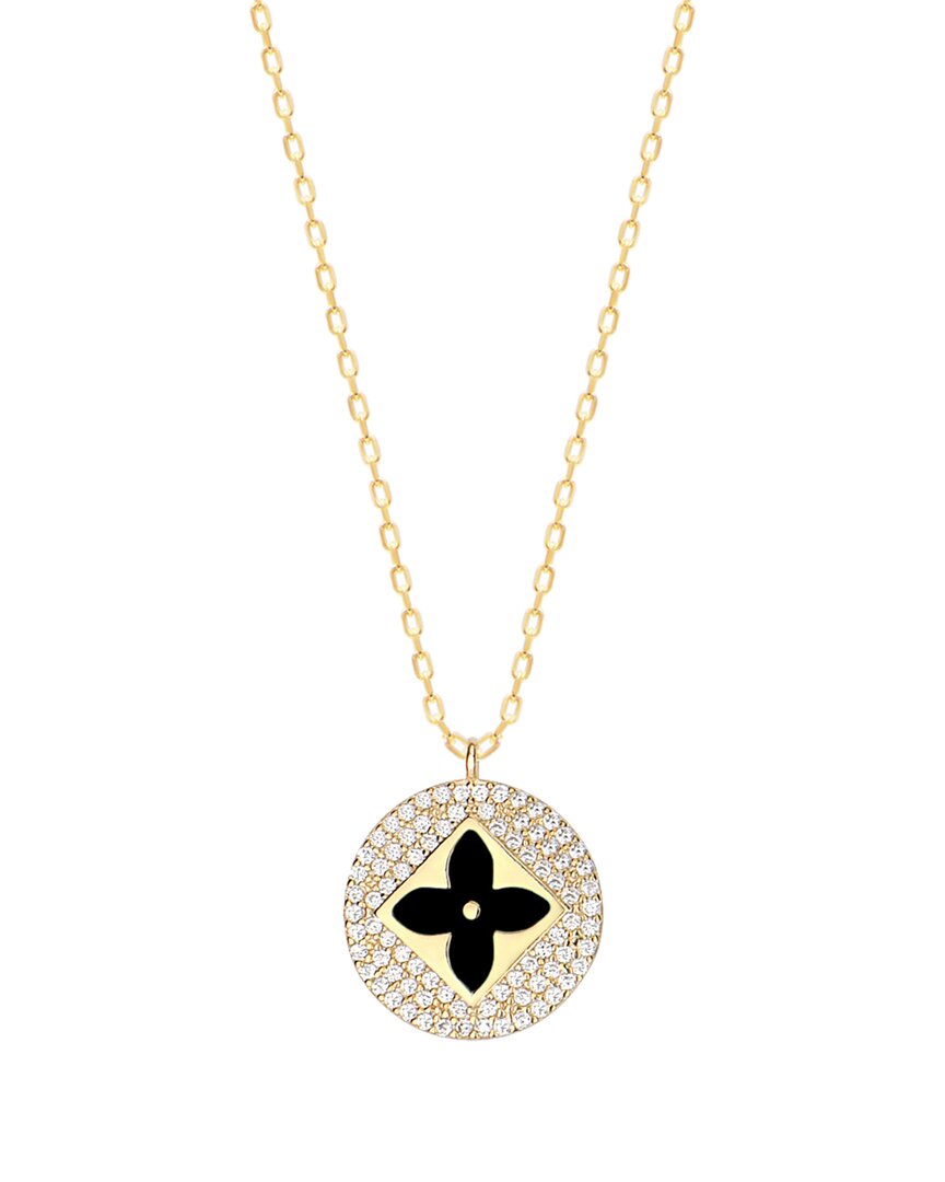 Gabi Rielle 14k Over Silver Cz Clover Pendant Necklace