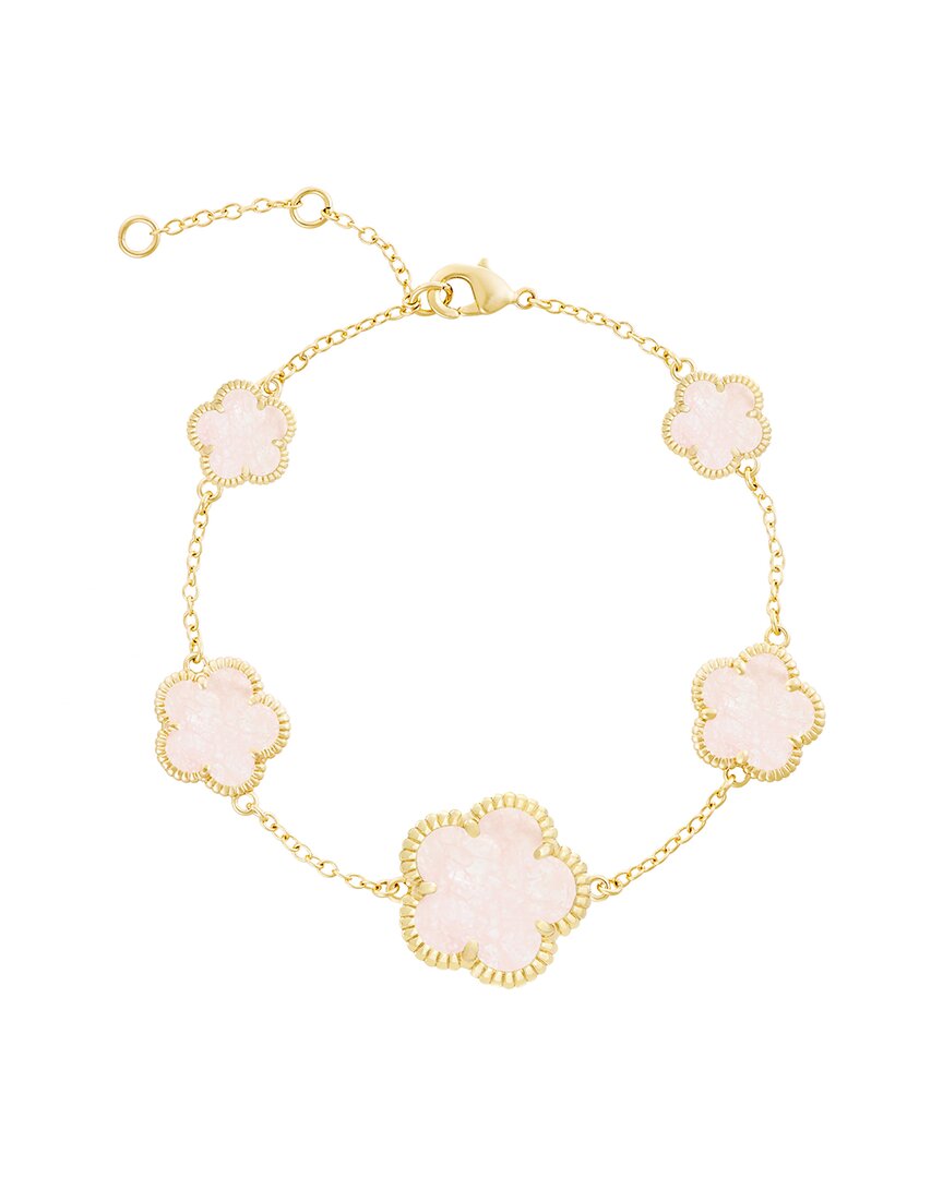 Jankuo Flower 14k Plated Pink Crystal Station Bracelet