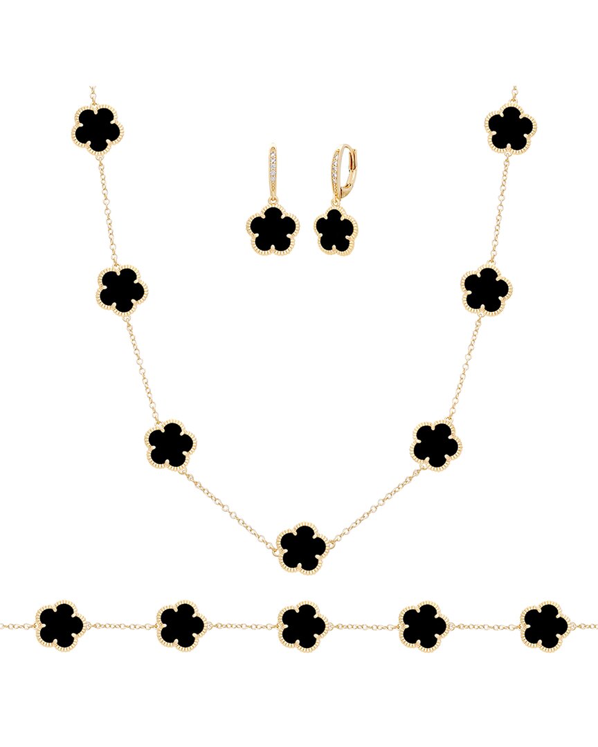 Jankuo 14k Plated Onyx Cz Bracelet In Black