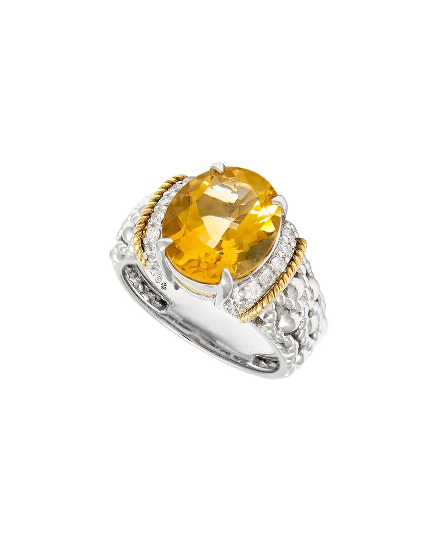 Andrea Candela La Corona 18k & Silver 4.00 Ct. Tw. Diamond & Citrine Ring