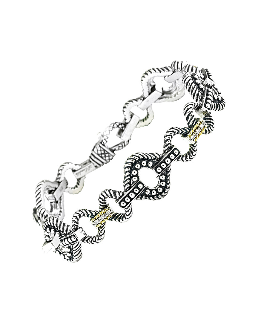 Andrea Candela Lazo 18k & Silver 0.09 Ct. Tw. Diamond Clover Shape Bracelet