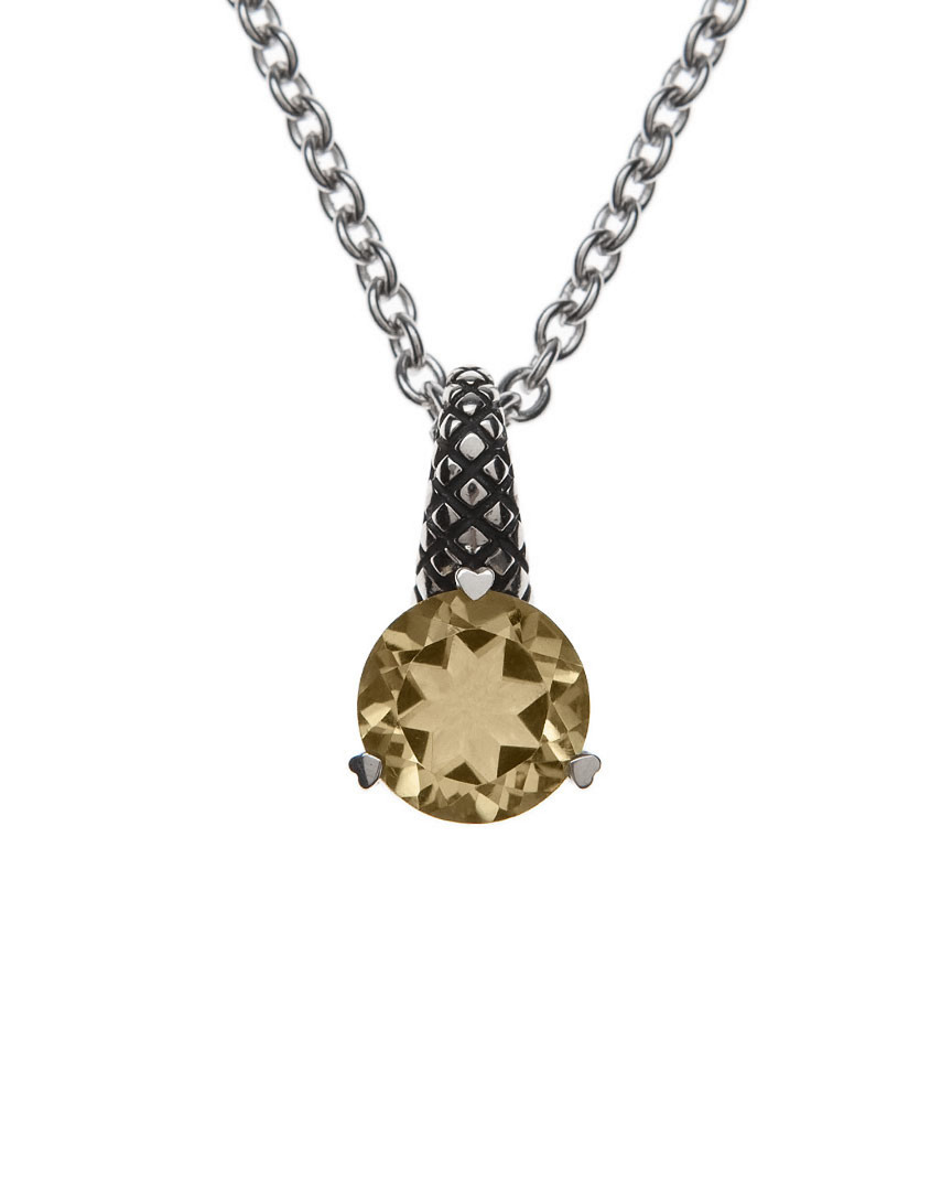 Andrea Candela Silver Lemon Quartz Pendant Necklace In Metallic