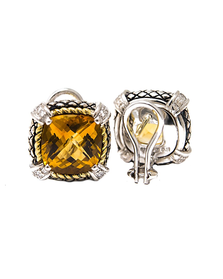 Andrea Candela Alhambra 18k & Silver 10.32 Ct. Tw. Diamond & Citrine Earrings