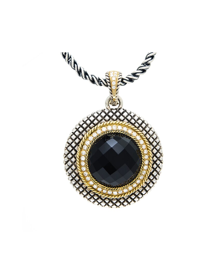 Andrea Candela Rodeo 18k Over Silver 0.42 Ct. Tw. Diamond & Onyx Necklace