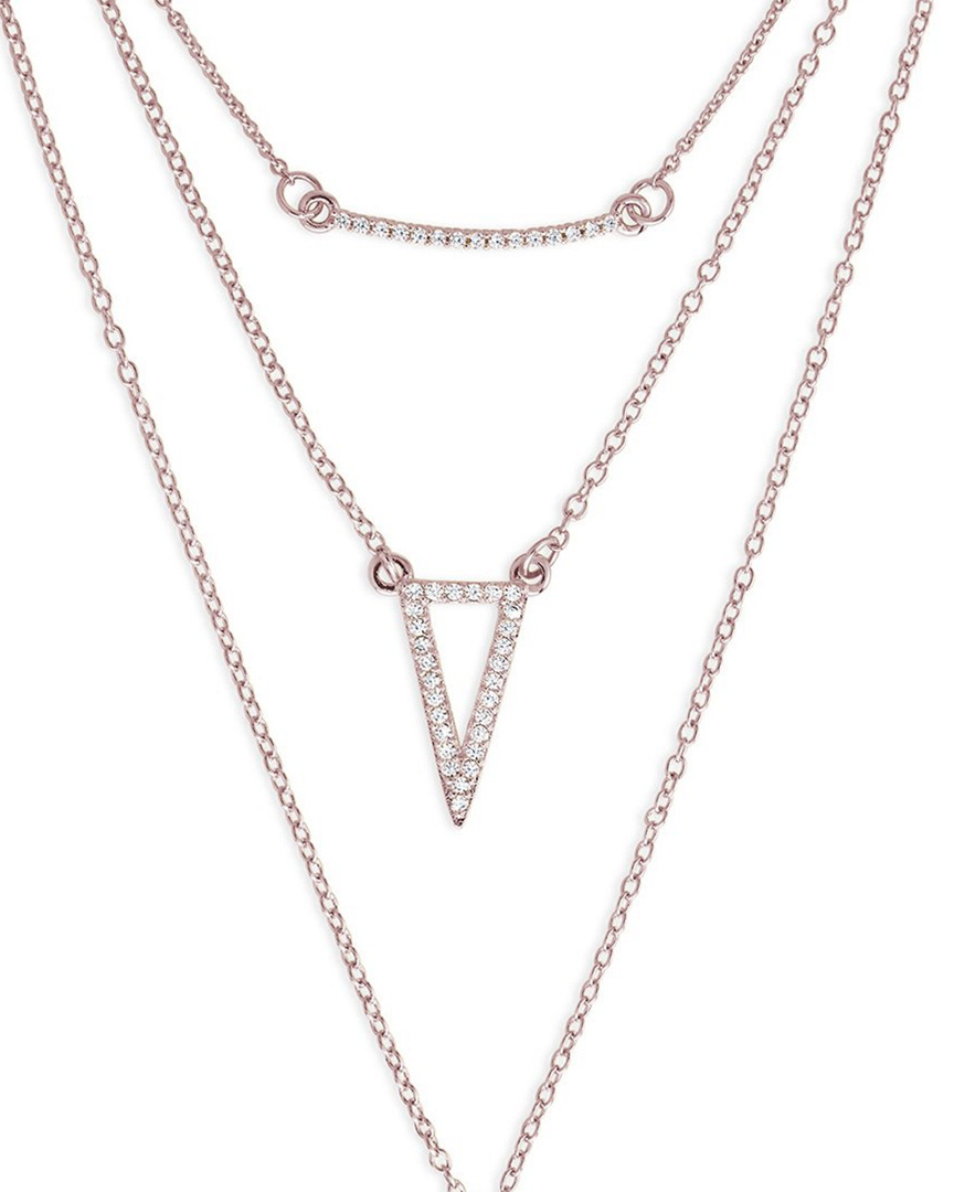 Sterling Forever 14k Rose Gold Plated Cz Layered Necklace