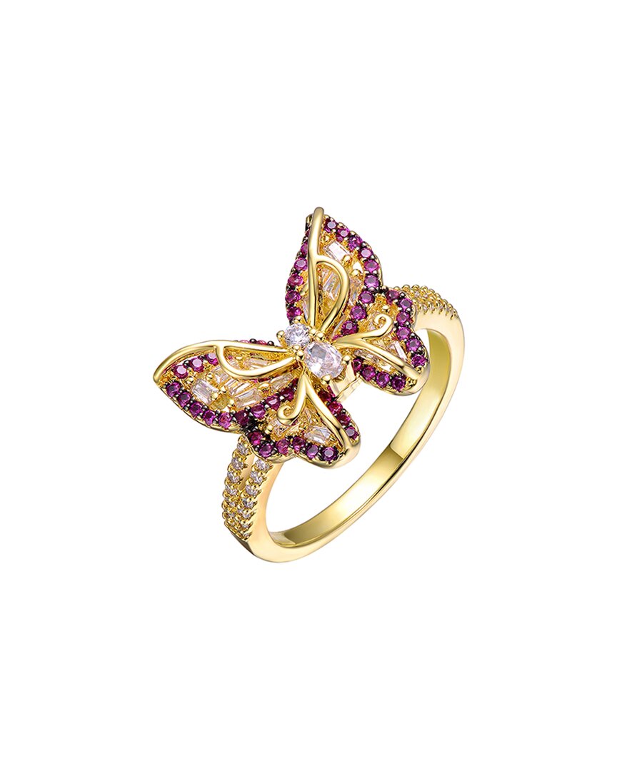 Rachel Glauber 14k Plated Cz Butterfly Ring