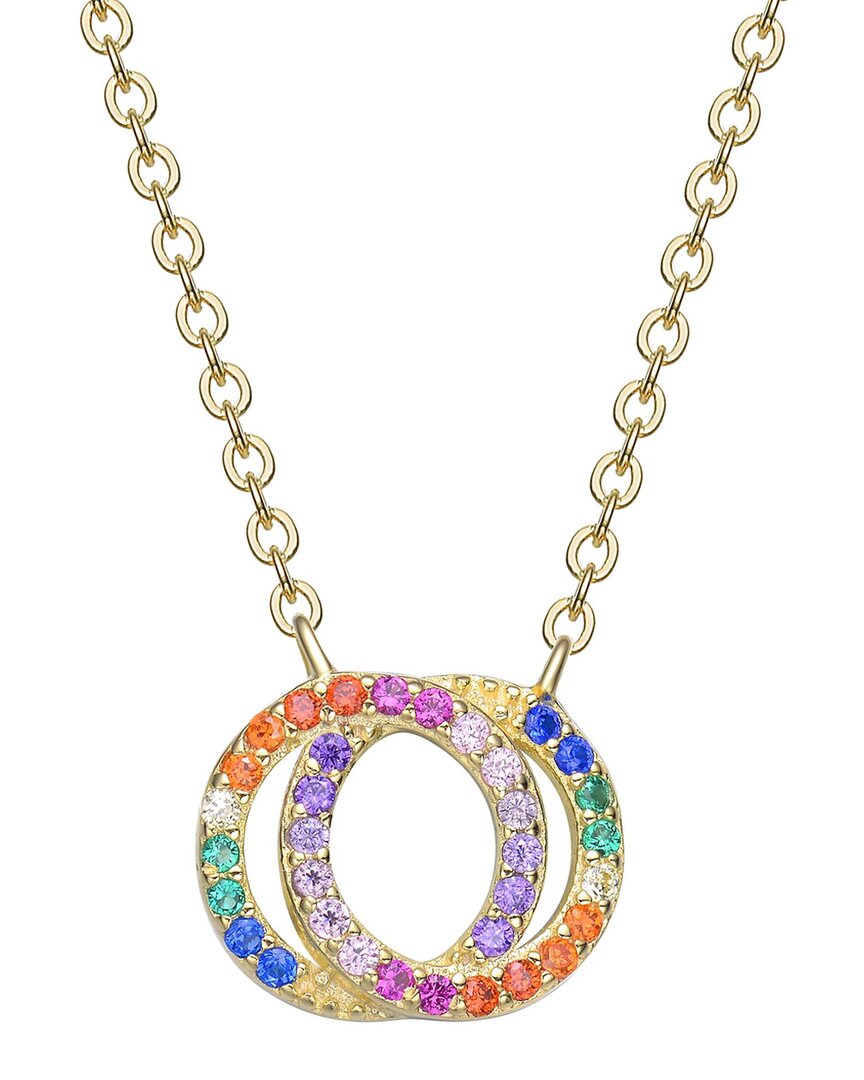 Rachel Glauber 14k Plated Cz Rainbow Necklace