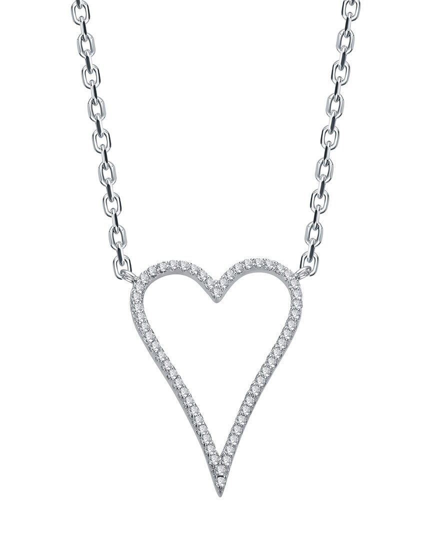 Rachel Glauber Cz Heart Necklace In Metallic