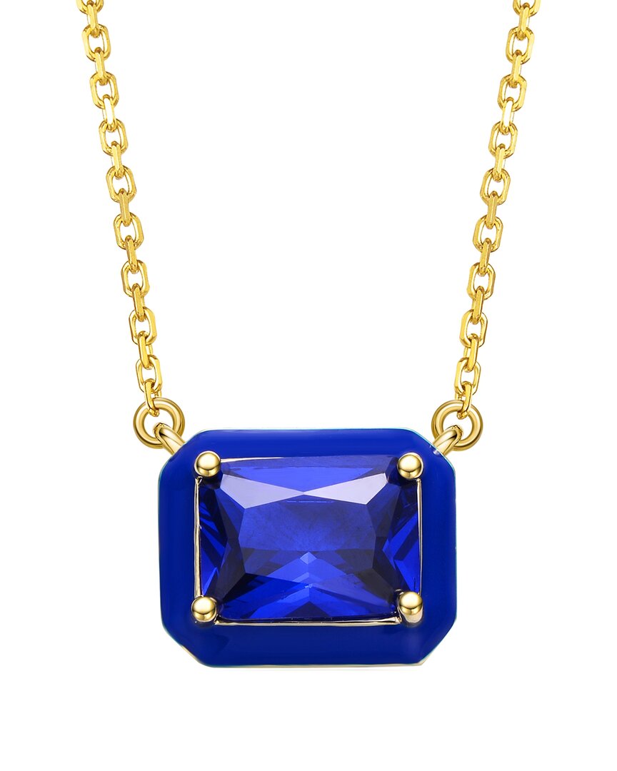 Rachel Glauber 14k Plated Cz Necklace In Blue