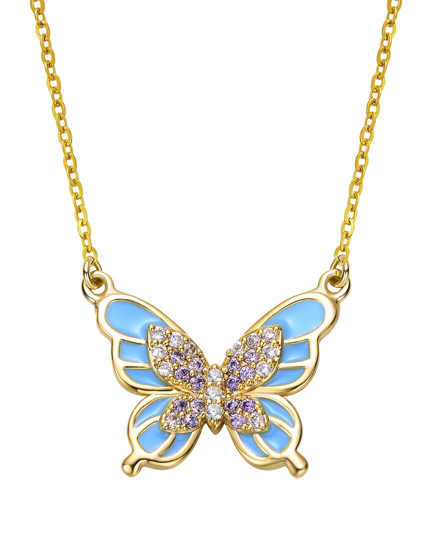 Rachel Glauber 14k Plated Cz Butterfly Necklace