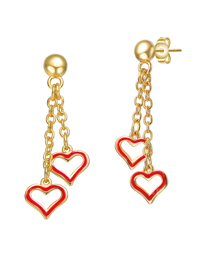 Rachel Glauber 14k Plated Dangling Heart Earrings